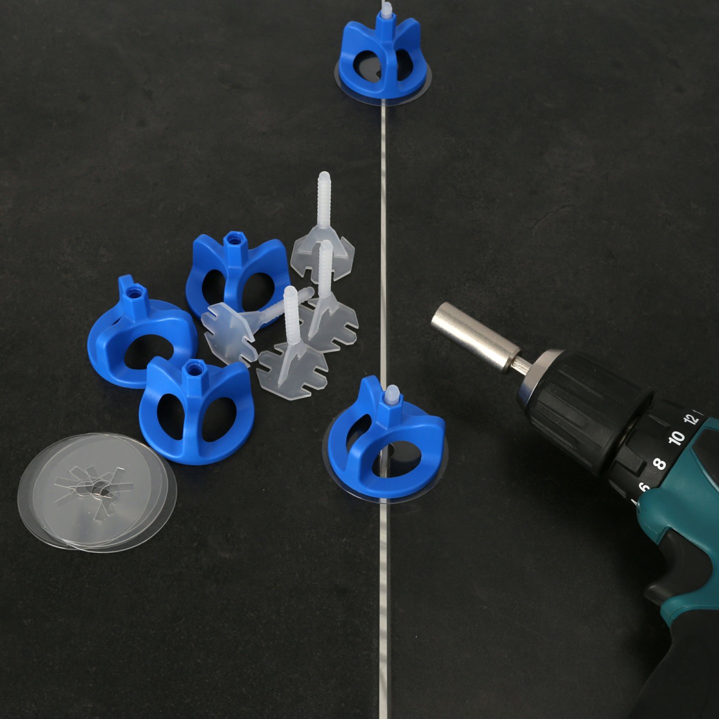 Tile Levelling System System with Screw Caps